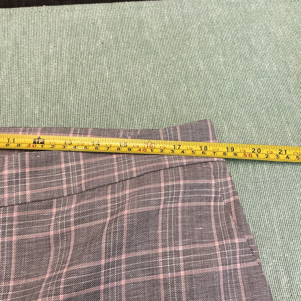LOFT Curvy Plaid Wide Leg Pants Gray Pink Size 14 - Picture 5 of 12